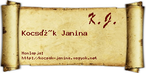 Kocsák Janina névjegykártya